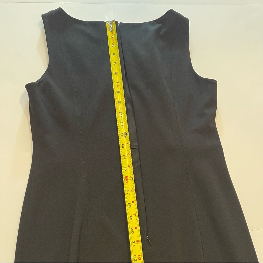 Calvin Klein Black Sleeveless Sheath Bateau Neck Gold Buckle Stretch Dress 12 - Picture 7 of 11